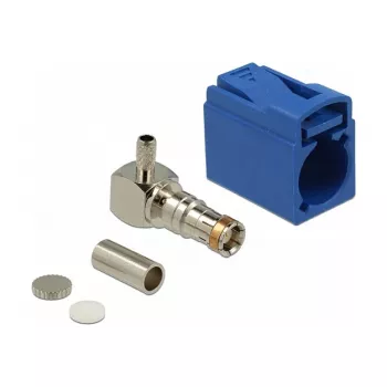 Koaxiálny konektor samec DELOCK 89715 — FAKRA C konektor samec, 90° zahnutý, 13,8×21,5×9,5 mm