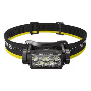 Čelová lampa baterka Nitecore HC60 UHE s 4000 mAh batériou, 6-LED, vodotesná, nárazuvzdorná, čierna/žltá