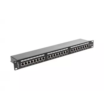 Patch panel 1U LANBERG PPS5-1024-B — 24-portový RJ-45 Cat5, kov, čierny, racková montáž
