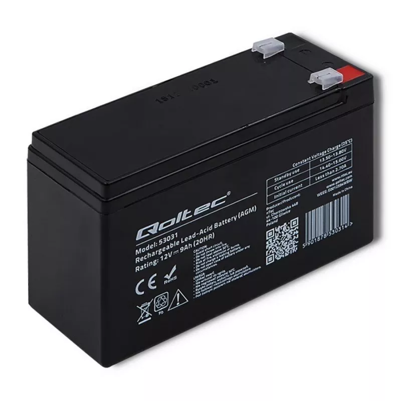 UPS batéria QOLTEC 53031 12V 9Ah zelená, 152×94×65 mm, 2,35 kg