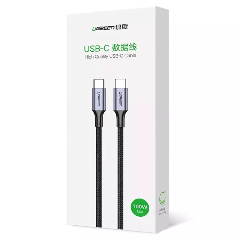 USB-C na USB-C kábel UGREEN 90120B — 3 m, 5 A, PD, 20 V, 480 Mbit/s, čierny