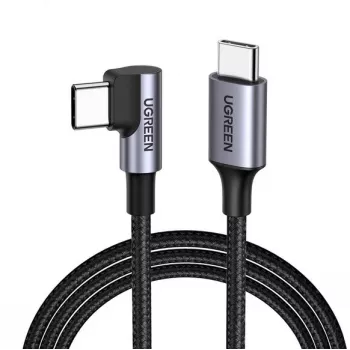 Ugreen USB-C (rovný) / USB-C (zahnutý) PD QC 60W 3A 0,5 m US255 (sivá)