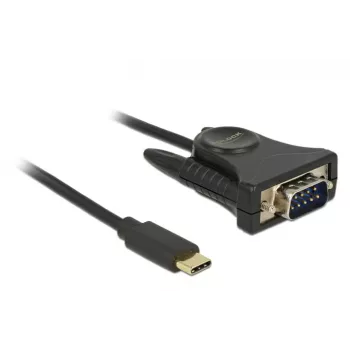 Delock 62964 Adaptér USB-C na sériový DB9 RS-232, 1,8 m, čierny