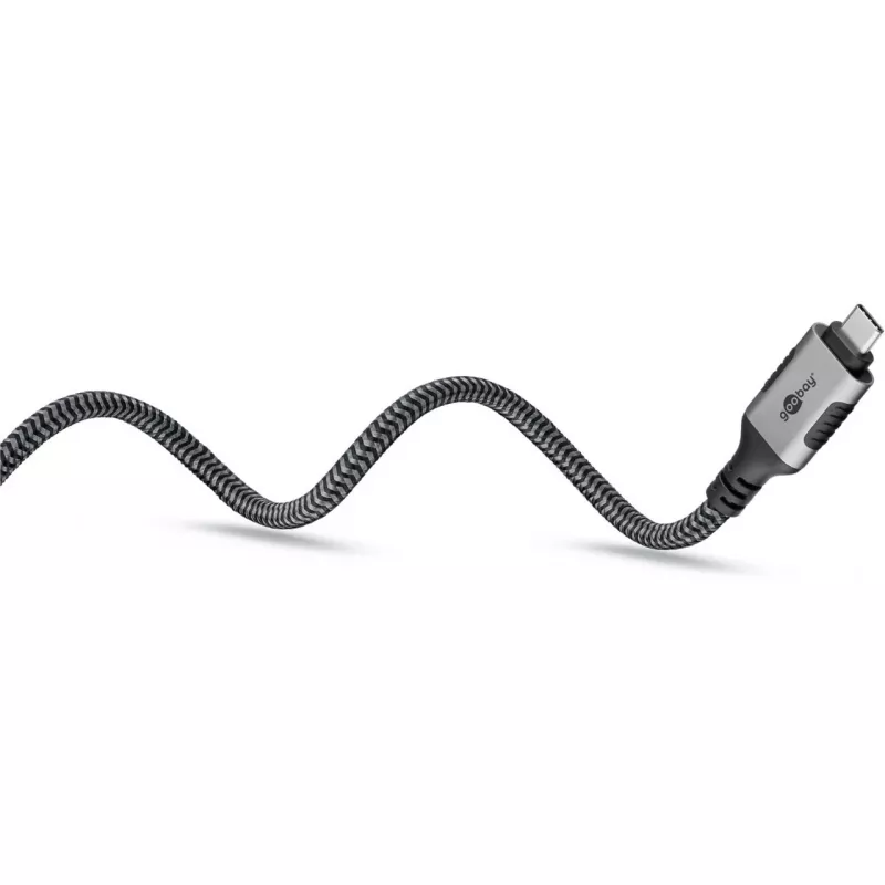 Ethernetový kábel USB-C 3.2 Gen2 konektor samec > RJ-45 konektor samec, LAN adaptér čierny/strieborný, 3 metre, pletený textilný plášť