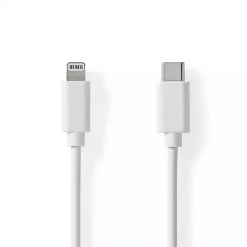 Nedis Lightning kábel - USB 2.0 | Apple Lightning 8-pin | USB-C™ konektor samec | 480 Mbit/s | poniklovaný | 1,00 m | okrúhly | PVC | biely | etiketa
