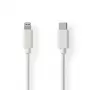 Nedis Lightning kábel - USB 2.0 | Apple Lightning 8-pin | USB-C™ konektor samec | 480 Mbit/s | poniklovaný | 1,00 m | okrúhly | PVC | biely | etiketa