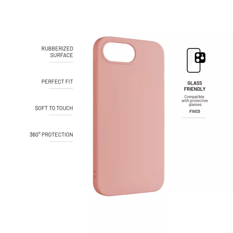 Zadný kryt na mobil FIXED pre Apple iPhone 16e, guma, ružový