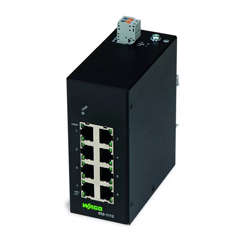 WAGO 852-1112 priemyselný ECO switch 8 portov 1000BASE-T, čierny