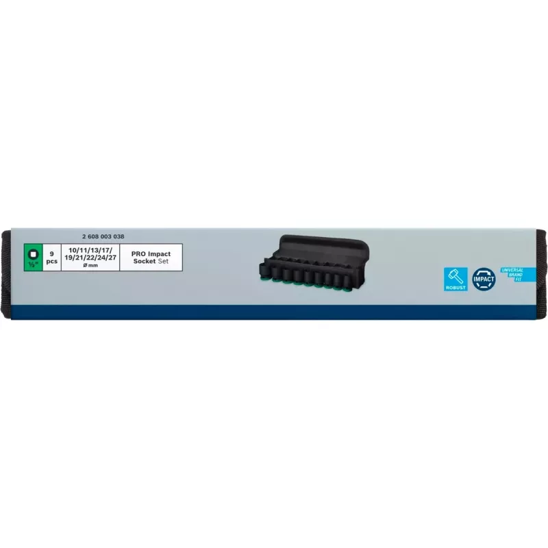 Sada rázových kľúčov Bosch Powertools PRO 1/2 palca 9-dielna, čierna