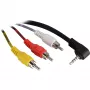 Wentronic Goobay 3,5 mm jack/RCA adaptérový kábel, 1,5 m – 3,5 mm jack konektor samec (4-pólový, stereo) 90° > 3x RCA konektor samec (50209)