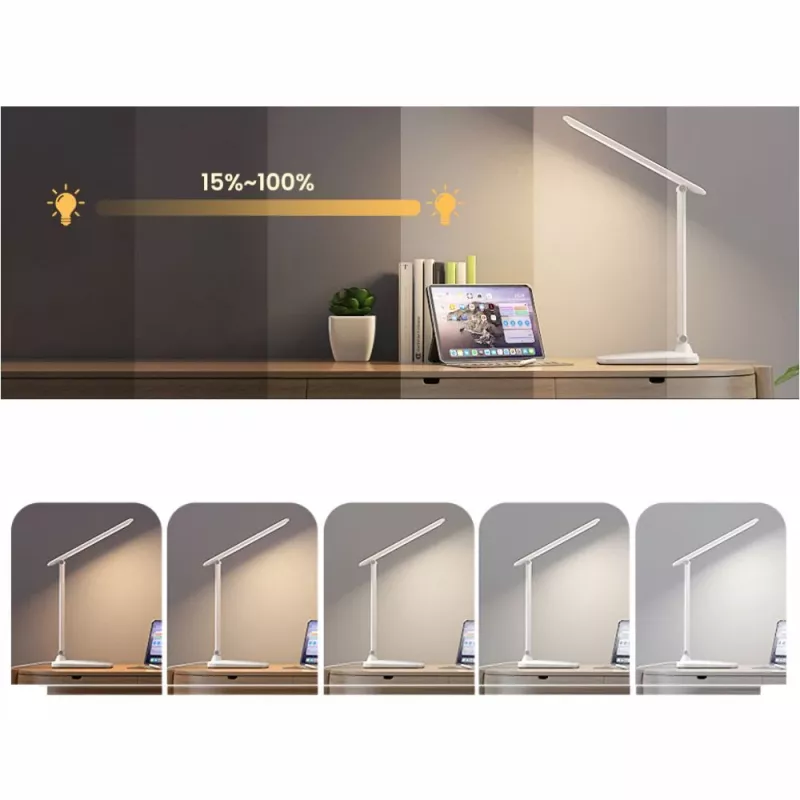 Stolná lampa Hawk HW-LAMP01 biela LED nastaviteľný jas, nastaviteľné rameno