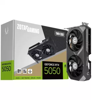 Grafická karta ZOTAC GeForce RTX 5050 Twin Edge — 8 GB GDDR6, 128-bit, PCIe x8 5.0, aktívne chladenie s dvoma ventilátormi
