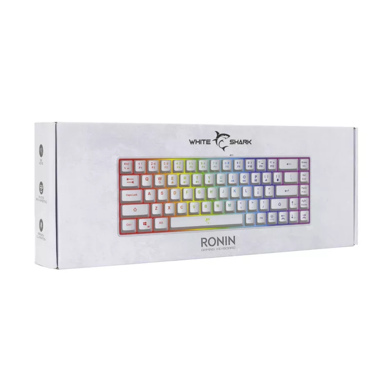 Klávesnica White Shark RONIN biela USB QWERTY 68 klávesov LED