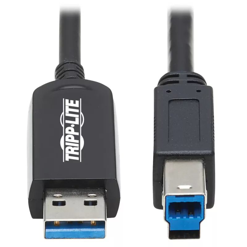 Eaton Tripp Lite séria USB 3.2 Gen 1 Plenum-certifikovaný sklolaminátový aktívny kábel (AOC) - A/B M/M, čierny, 20 m - USB kábel - USB Type-A (M) na USB Type-B (M) - USB 3.2 Gen 1 - 20,0 m - P