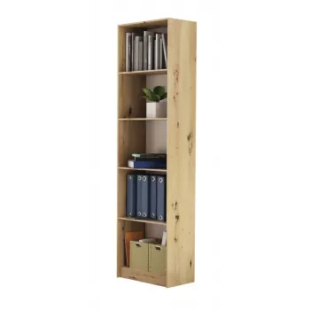 Knižnica Top e shop R50 ARTISAN — dubový dekor, 5 políc, rám z drevotriesky