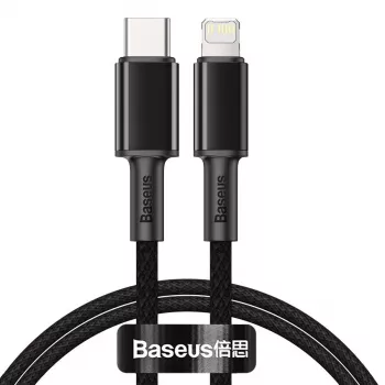 Baseus vysoko hustý pletený kábel Type-C na Lightning, PD, 20W, 1m (čierny)