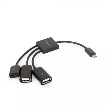USB OTG kábel Micro BM -> 2xUSB-AF + BF Micro 13cm