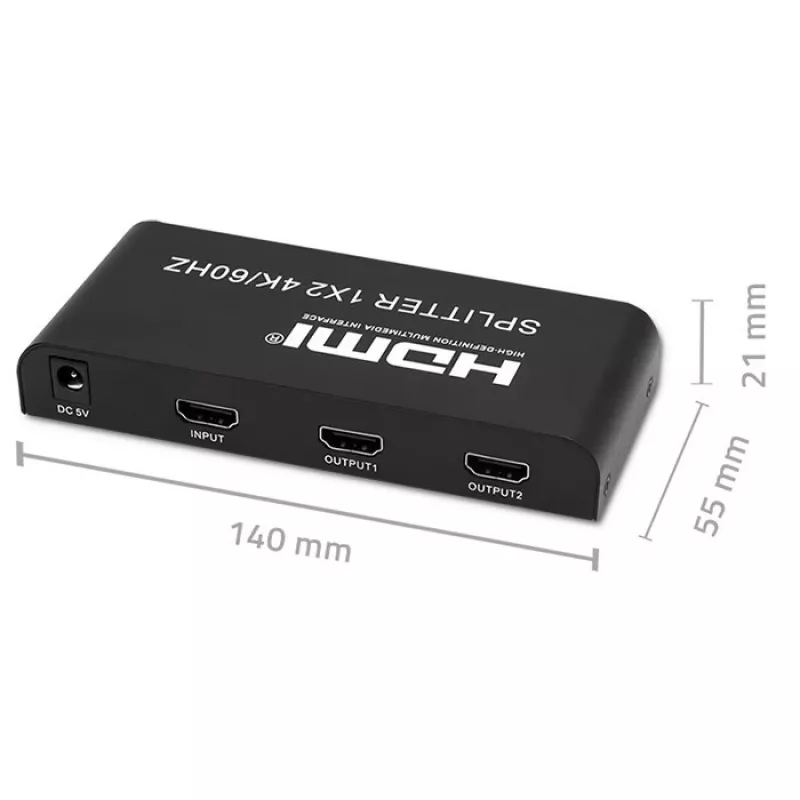 Qoltec 51797 Aktívny HDMI splitter 2 x HDMI 4K x 2K | 6 Gb/s | 60 Hz