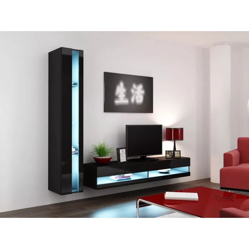 Cama regál VIGO NEW 180/40/30 čierna/čierna lesk