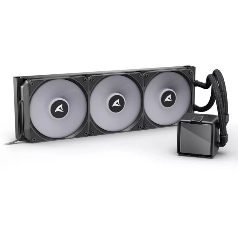 All-in-One kvapalinový CPU chladič Sharkoon S100 ARGB – 360 mm radiátor, čierny
