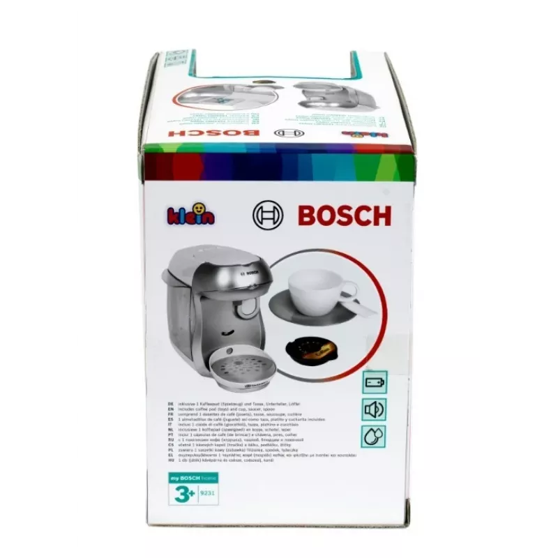Kávovar KLEIN Bosch Tassimo 9231 – hračkársky kávovar, strieborný, detské hranie rolí