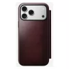 Puzdro na telefón Nomad Modern Leather Folio pre iPhone 17 Pro Max — koža, TPU, PC, hliník, bordová, 16 cm (6,3 palcov)