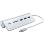 Satechi Type-C hliníkový USB hub a čítačka kariet, strieborný, ST-TCHCRS