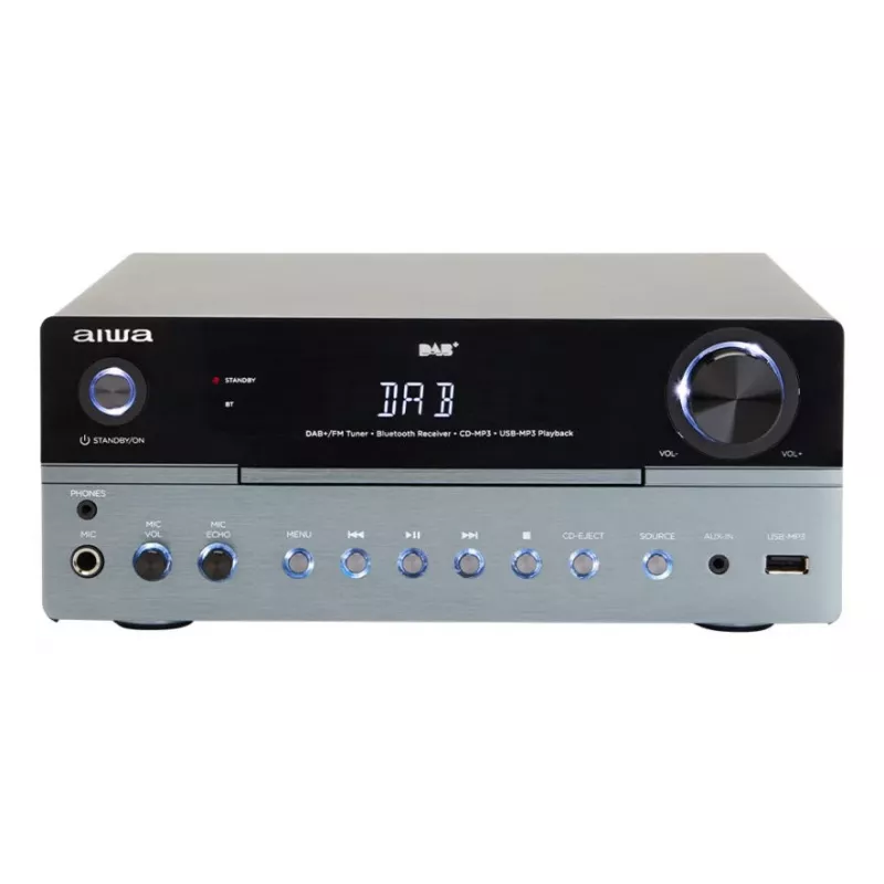 Mikrosystém pre domáce audio Aiwa MSBTU-700DAB — 25 W RMS, DAB+/FM, Bluetooth 10 m, CD mechanika, LED displej, čierna/arktická modrá