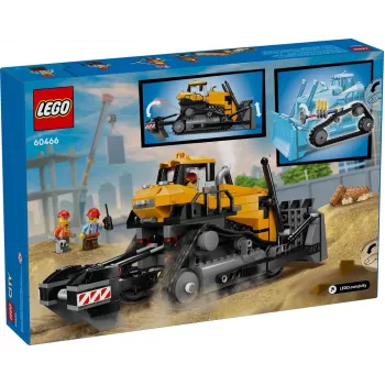 Hračkársky stavebný buldozér LEGO 60466, City séria, 682 dielov, 3 minifigúrky, odporúčaný vek 8+, veľkosť 120×240×130 mm