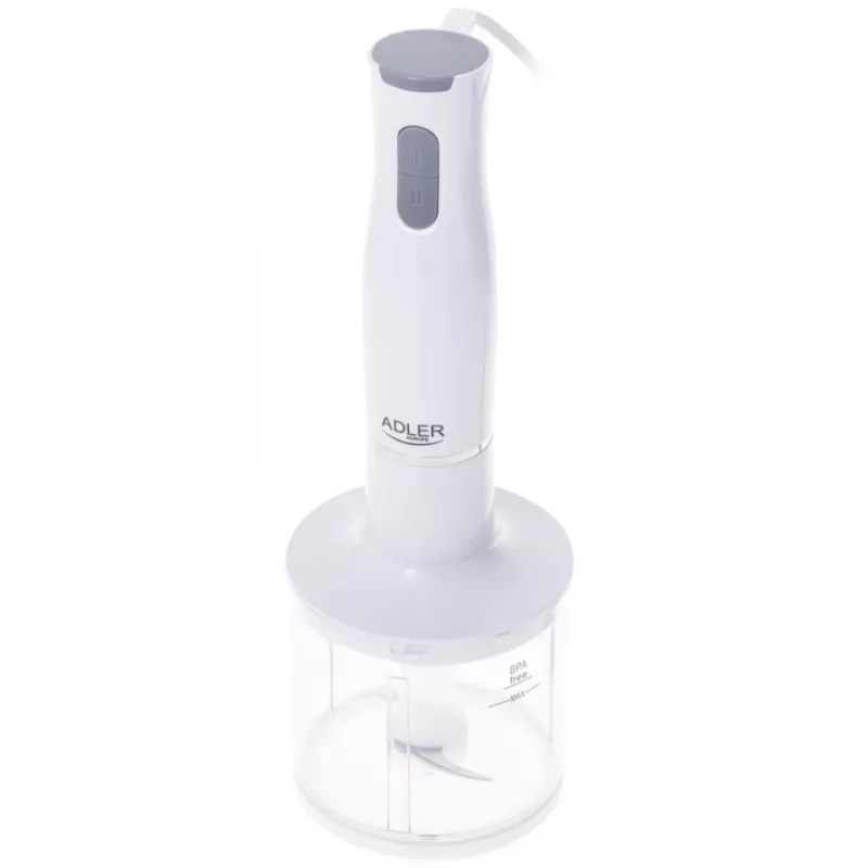 Adler AD 4620 súprava ručného mixéra, 800 W, 2 rýchlosti, sekáčik 450 ml, nádoba 750 ml, metla, biely