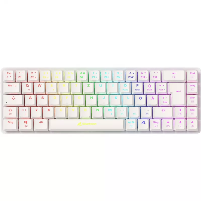 Sharkoon PureWriter W65 bezdrôtová klávesnica, QWERTZ nemecká, biela, Kailh Choc V2 Red