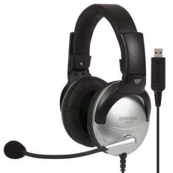 Koss SB45 USB Headset Káblová čelenka pre kanceláriu/call centrum Čierna, Strieborná