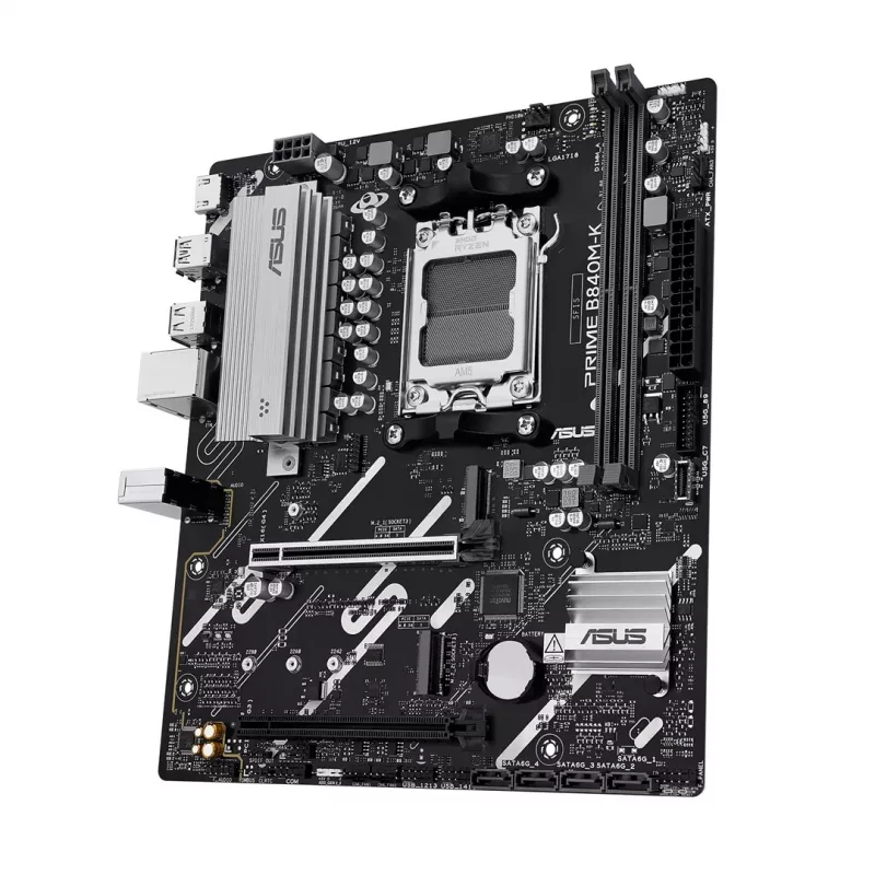 Základná doska ASUS PRIME B840M-K – AMD B840, socket AM5, micro ATX, DDR5, 2 DIMM, 128 GB, 2.5 GbE, M.2, SATA III