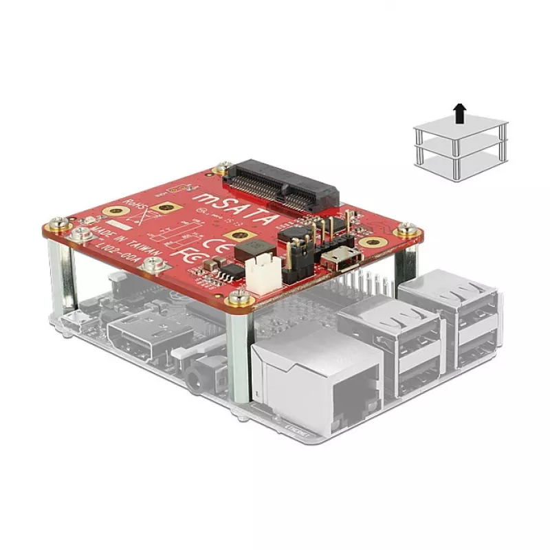 Interný mSATA adaptér DELOCK 62648 s Micro-USB host rozhraním, 6 Gbit/s, 65×56×12 mm