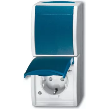 BUSCH JAEGER 2601/6/20 EBW-53 - typ F - 2P+E - modrá - biela - IP44 - 250 V - 16 A