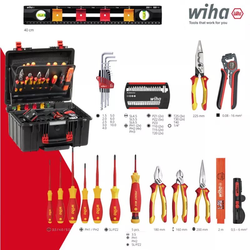 Wiha 45795 sada náradia XL 2 Trolley electric, 60 kusov, s kufrom na kolieskach