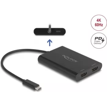 USB Type-C na 2× HDMI 4K 60 Hz adaptér Delock 64309 (DisplayLink)