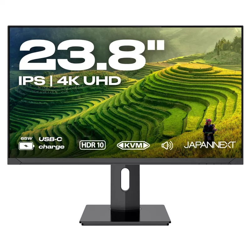 JAPANNEXT 4K UHD monitor 60,45cm (23,8) 3840x2160 pixelov, IPS panel, 8 ms, 60 Hz, AMD FreeSync, HDMI, DisplayPort (JN-IPS2380UHDR-C65W-HSP)