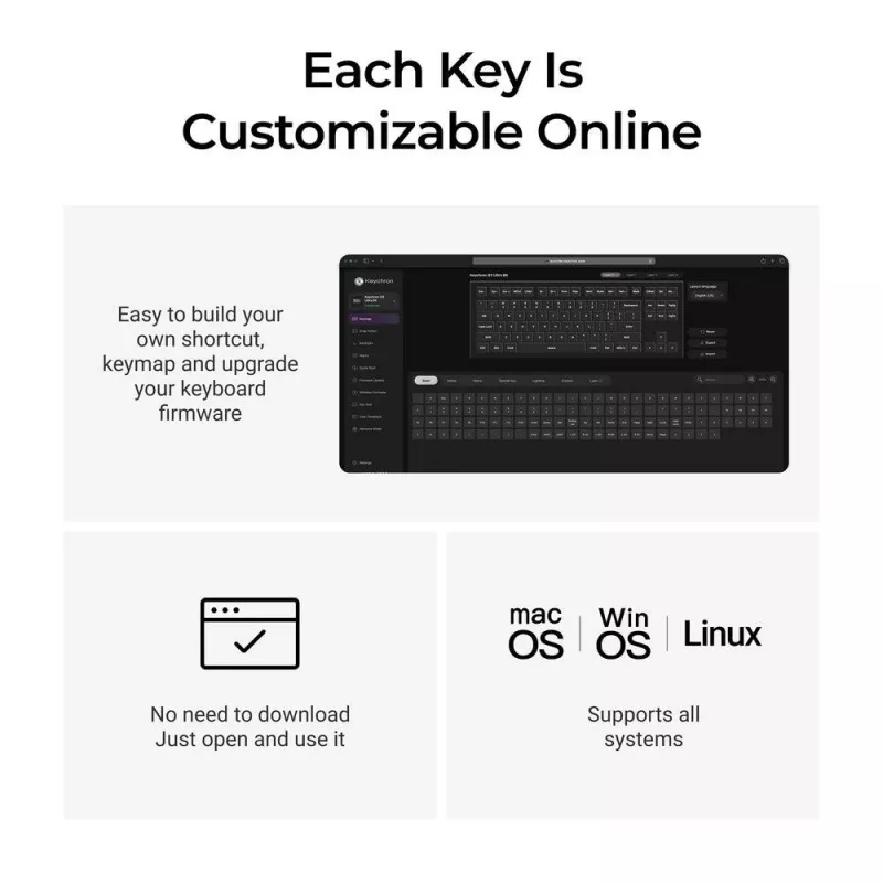 Mechanická klávesnica Keychron Q3 Ultra 8K — 80% QWERTY, káblová & Bluetooth, RGB, čierna
