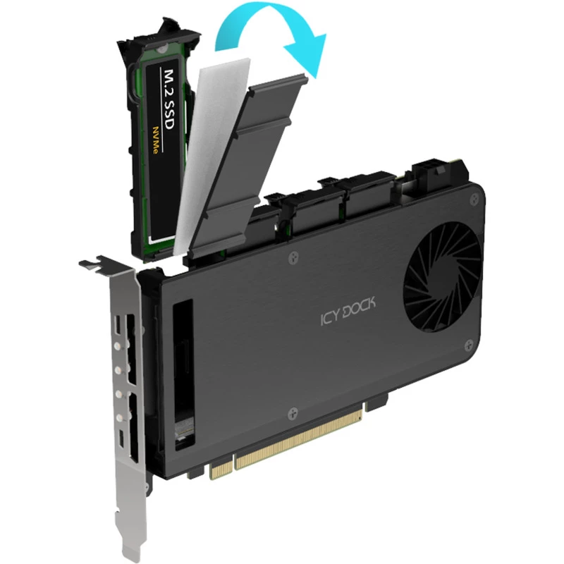 Adaptérová karta 4 x M.2 NVMe SSD Mobile Rack, Icy Dock MB204MP-B