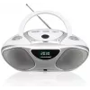 CD rekordér BLAUPUNKT BB14WH — CD rekordér s prehrávaním MP3, USB, LCD, hodiny, 2x1 W reproduktory, strieborná/biela