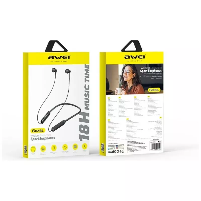 Awei Bluetooth slúchadlá G82BL Sport – bezdrôtové ušné háky, Bluetooth pripojenie
