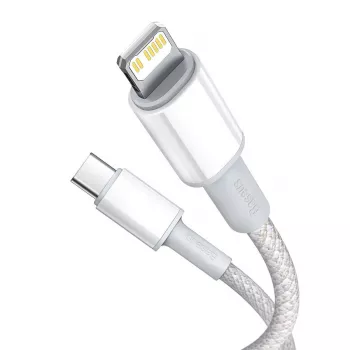 USB-C na Lightning Baseus High Density pletený kábel, 20W, PD, 2m (biela)