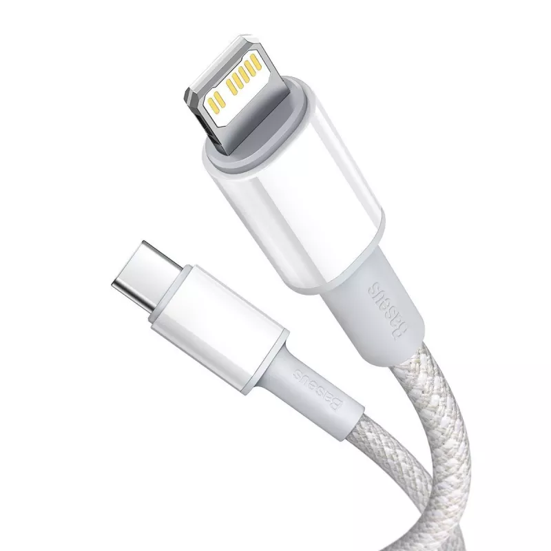 USB-C na Lightning Baseus High Density pletený kábel, 20W, PD, 2m (biela)