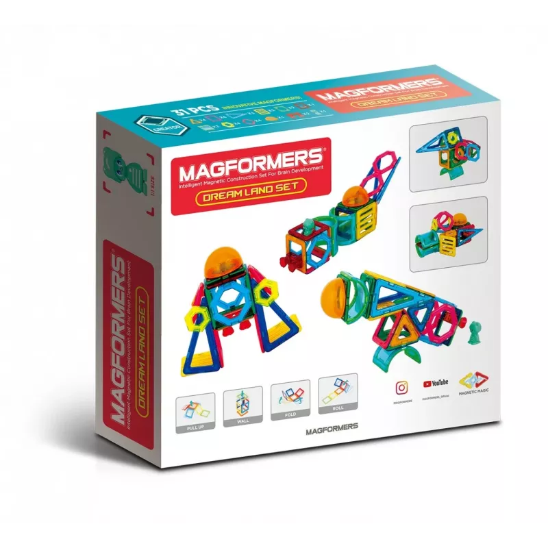 MAGFORMERS Magnetic Blocks Drea Land — 31-dielna magnetická stavebnica pre kreatívnu hru
