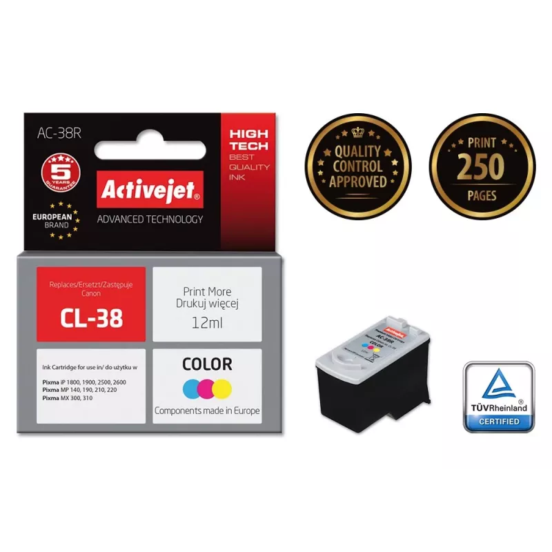 Activejet AC-38R atrament (náhrada za Canon CL-38; Premium; 12 ml; farebný)