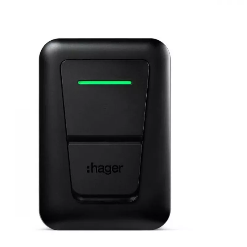 Nástenná nabíjacia stanica pre EV Hager witty one 11 kW 3-fázová s konektorom Type-2, RFID, Bluetooth, 4,5 m kábel, IP55, IK10