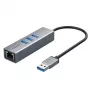 USB 3.0 adaptér extra digital CA913374 — 3-portový USB na RJ45 hub, 0,15 m kábel