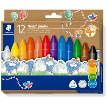 Voskovej pastelky Staedtler Noris Jumbo — 12 farieb, netoxické, jumbo veľkosť