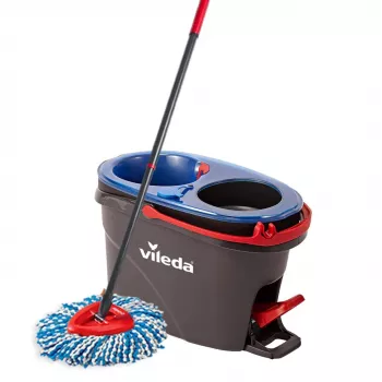 Mop na podlahu VILEDA mikrovlákno 320 mm, teleskopická tyč 55–123 cm, prateľný, 360° otočná hlava, čierna/modrá/červená